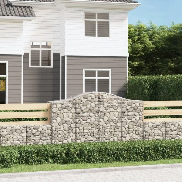 vidaXL Paniers à gabions arqués 2 pcs 200x50x120/140 cm Fer galvanisé