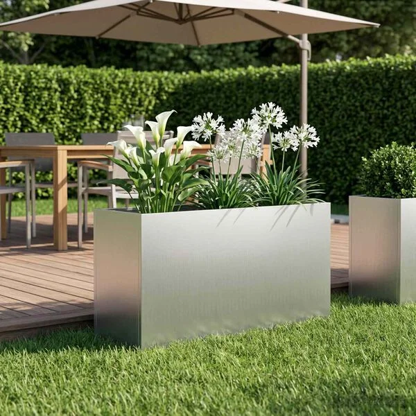 vidaXL Cache-pot de jardin Argenté 100 x 30 x 40 cm Acier galvanisé