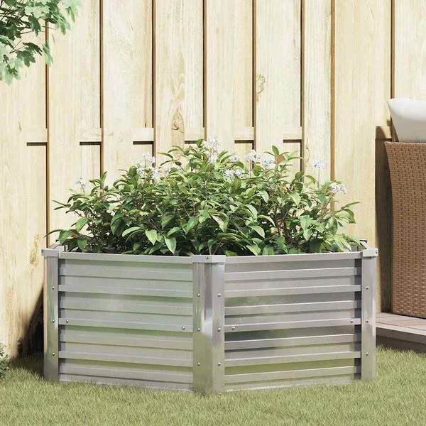 vidaXL Lit surélevé de jardin 129x45 cm Acier galvanisé Argenté