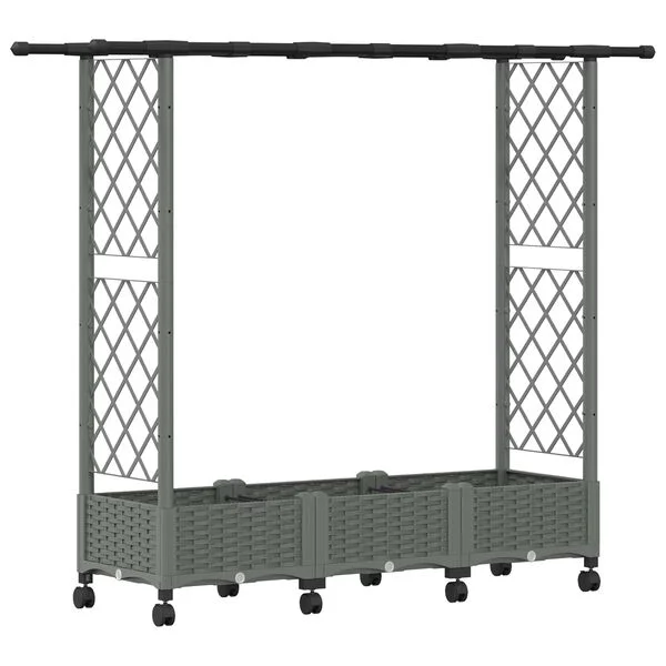 vidaXL Lit Élevé avec Treillis et Toit Gris clair 164 x 40 x 127 cm PP