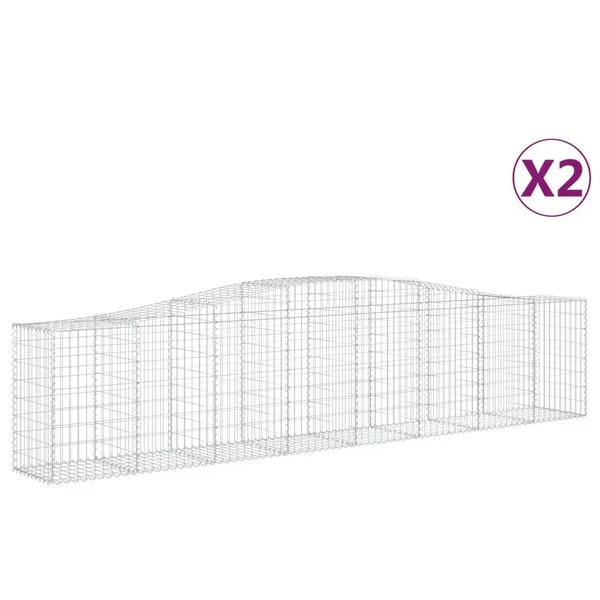 vidaXL Paniers à gabions arqués 2 pcs 400x50x80/100 cm Fer galvanisé