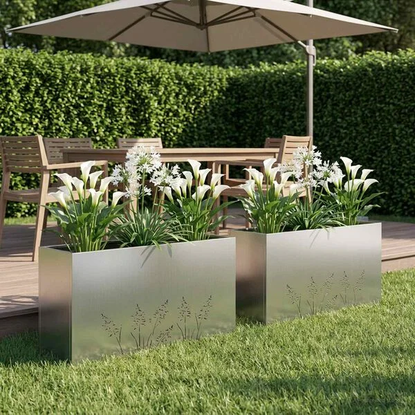 vidaXL Cache-pot de jardin 2 pc Argenté 100 x 30 x 49 cm