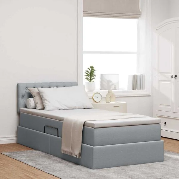 vidaXL Lit avec rangement et matelas Gris clair 90 x 190 cm Velours