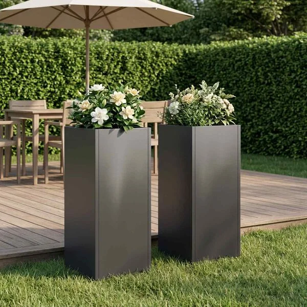 vidaXL Cache-pot de jardin 2 pc Noir 20 x 20 x 40 cm