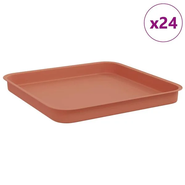 vidaXL Plateau carré à fleurs 24 pc Rouge brique 21 x 21 x 2 cm