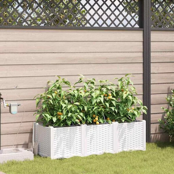 vidaXL Cache-pot de jardin 3 pc Blanc 120 x 40 x 37, 5 cm PP