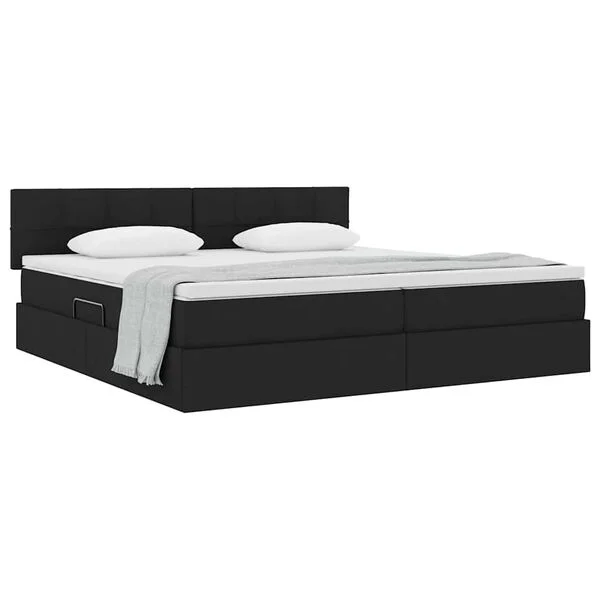 vidaXL Lit avec rangement et matelas Noir 200 x 200 cm Velours
