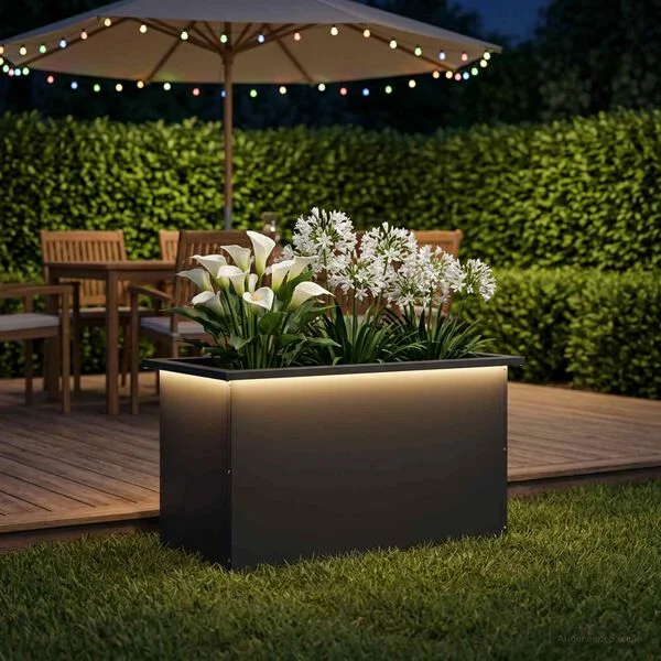 vidaXL Jardinière de jardin avec LED Noir 40 x 80 x 40 cm Acier