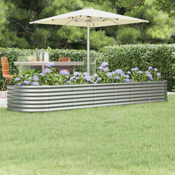 vidaXL Lit surélevé de jardin Acier galvanisé Argenté