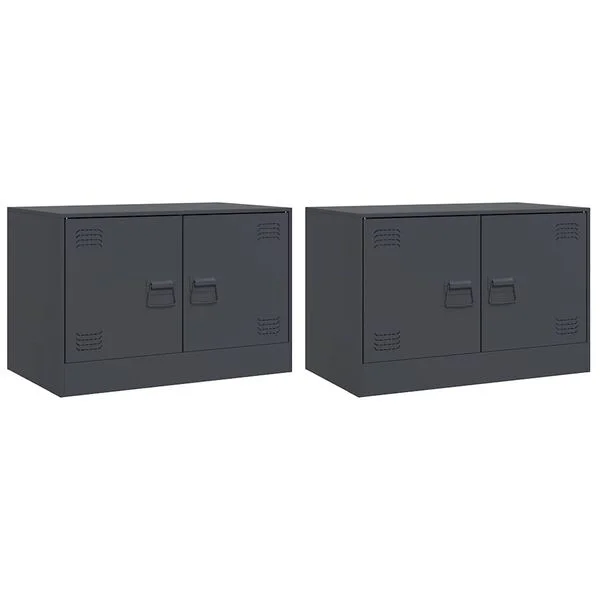 vidaXL Meubles TV 2 pcs anthracite 67x39x44 cm acier