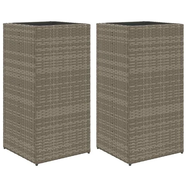 vidaXL Jardinières 2 pcs gris 40x40x80 cm résine tressée