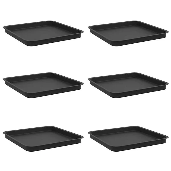 vidaXL Plateau carré à fleurs 6 pc Noir 36 x 36 x 3 cm Plastique
