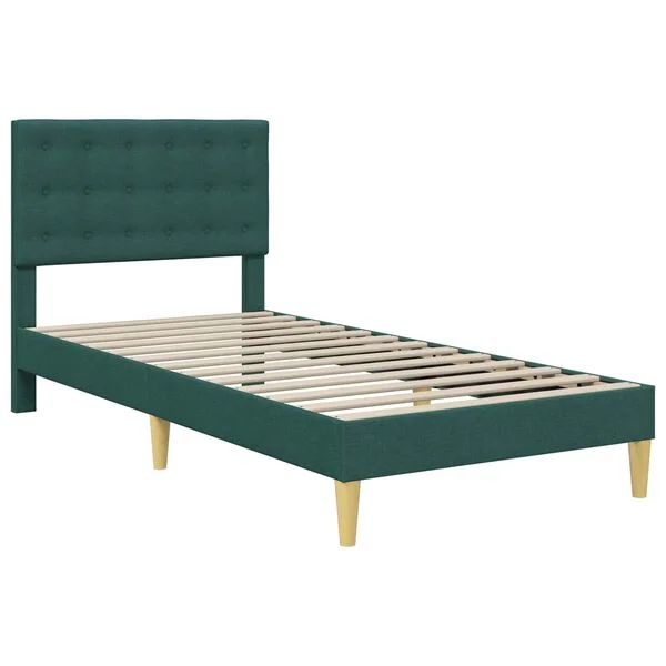 vidaXL Cadre de lit avec tête de lit Vert foncé 90 x 200 cm Tissu