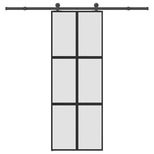vidaXL Porte coulissante kit de quincaillerie trempé verre aluminium