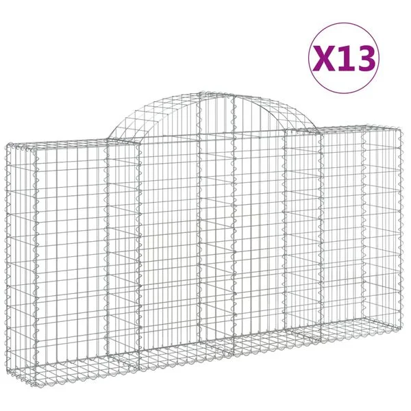 vidaXL Paniers à gabions arqués 13 pcs 200x30x100/120 cm Fer galvanisé