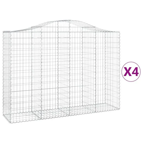 vidaXL Paniers à gabions arqués 4 pcs 200x50x140/160 cm Fer galvanisé