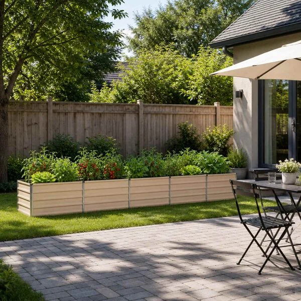vidaXL Jardin surélevé Ivoire 400 x 80 x 55 cm acier laminé à froid