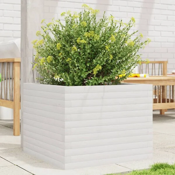 vidaXL Jardinière blanc 60x60x45, 5 cm bois de pin massif