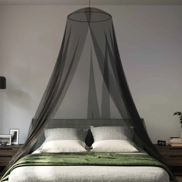 vidaXL Ciel de lit anti-moustiques 156 mesh Noir ⌀56 x 220 cm