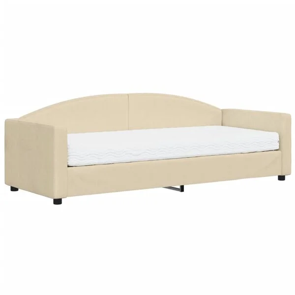 vidaXL Lit de jour avec matelas crème 80x200 cm tissu