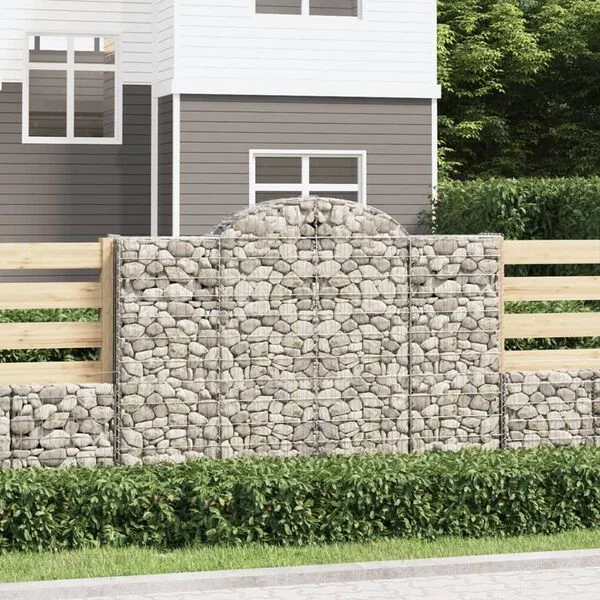 vidaXL Paniers à gabions arqués 9 pcs 200x50x140/160 cm Fer galvanisé
