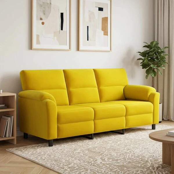 vidaXL Canapé Jaune 214 x 85 x 93 cm Velours