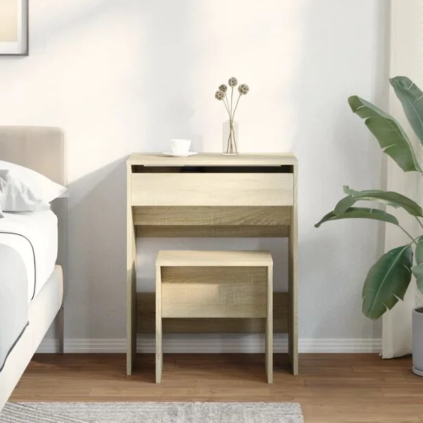 vidaXL Coiffeuse et tabouret chêne sonoma 60x40x113, 5 cm