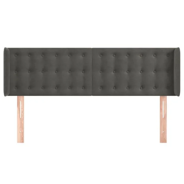 vidaXL Tête de lit avec oreilles Gris foncé 147x16x78/88 cm Velours