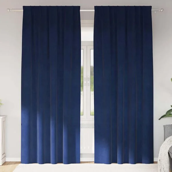 vidaXL Rideaux 2 pc Bleu foncé 140 x 245 cm Velours