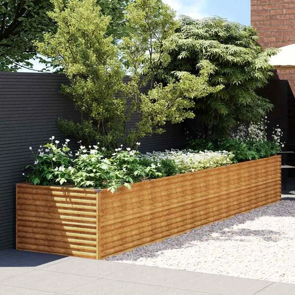 vidaXL Lit surélevé de jardin 479x100x69 cm acier corten