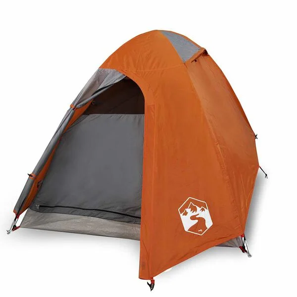 vidaXL Tente de camping à dôme 2 personnes gris et orange imperméable