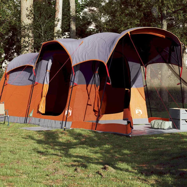 vidaXL Tente familiale tunnel 8 personnes gris et orange imperméable
