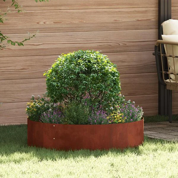 vidaXL Anneau de jardinière Rouillé 80 x 80 x 20 cm Acier patiné