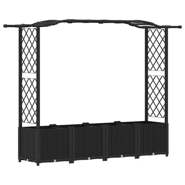 vidaXL Lit Élevé avec Treillis et Toit Noir 204 x 40 x 138 cm PP