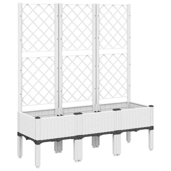 vidaXL Jardinière avec treillis blanc 120x40x142 cm PP