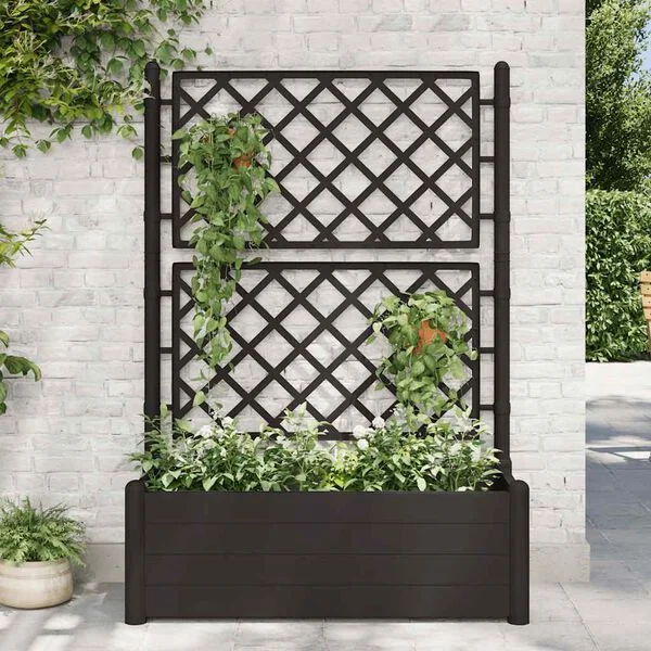 vidaXL Jardinière avec treillis 100x43x142 cm PP Anthracite