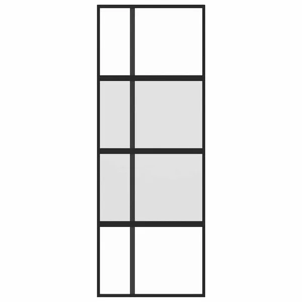 vidaXL Porte coulissante noir 76x205 cm verre trempé aluminium