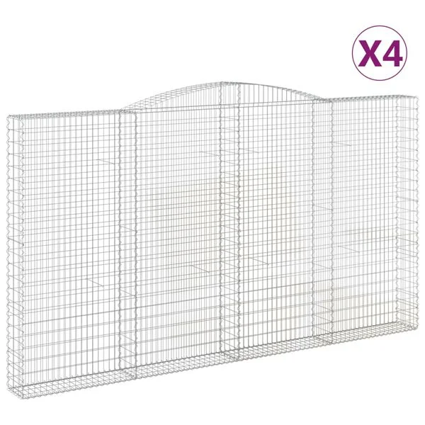 vidaXL Paniers à gabions arqués 4 pcs 400x30x220/240 cm Fer galvanisé