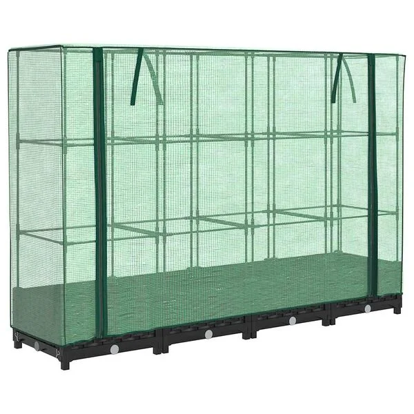 vidaXL Lit surélevé avec housse de serre aspect rotin 160 x 40 x 123 cm