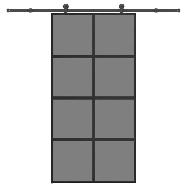 vidaXL Porte coulissante kit de quincaillerie trempé verre aluminium