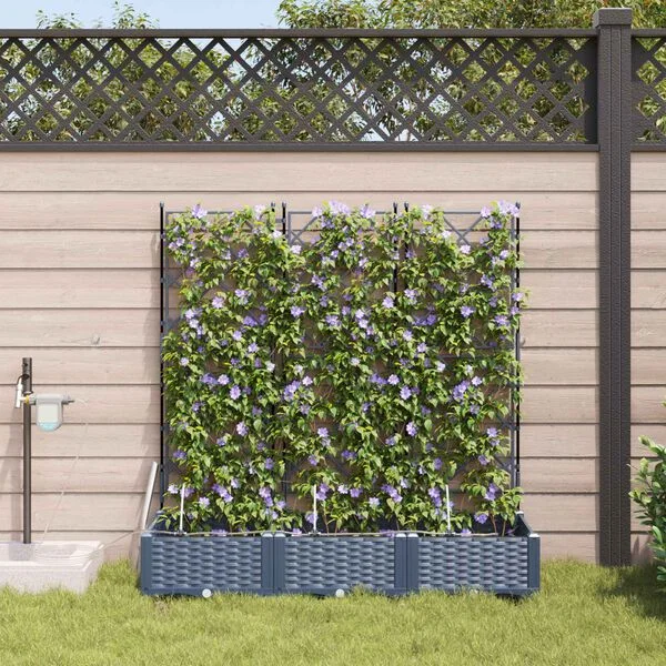 vidaXL Cache-pot de jardin 3 pc Gris 120 x 40 x 126 cm PP