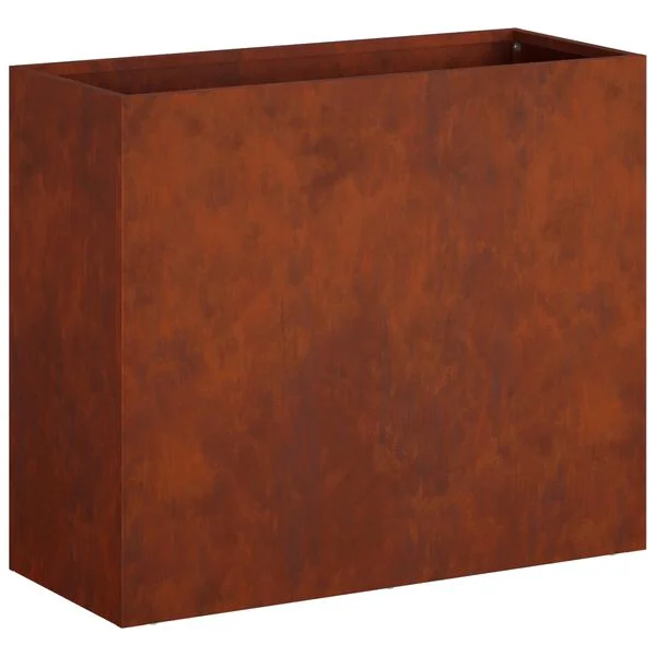 vidaXL Cache-pot de jardin Rouillé 50 x 20 x 40 cm Acier patiné