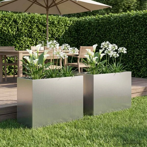 vidaXL Cache-pot de jardin 2 pc Argenté 60 x 30 x 50 cm