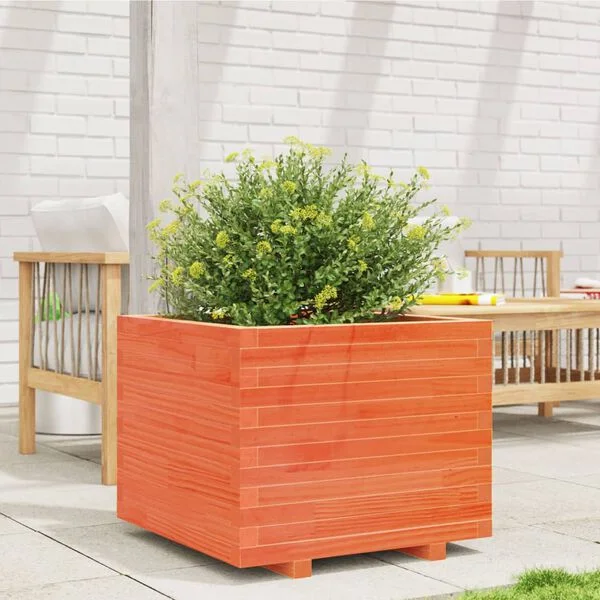 vidaXL Jardinière cire marron 60x60x49, 5 cm bois de pin massif