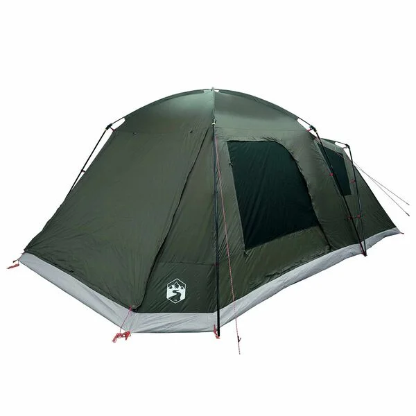 vidaXL Tente Cabane 12 personne Vert armée Polyester et Acier