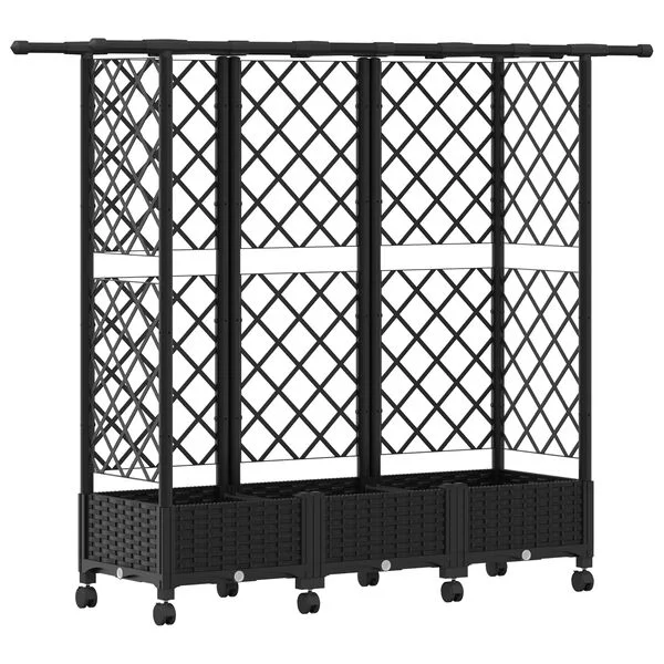 vidaXL Lit Élevé avec Treillis et Toit Noir 164 x 40 x 127 cm PP