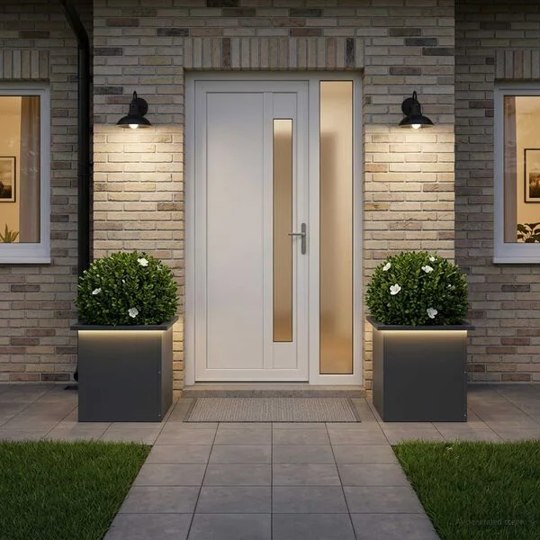 vidaXL Jardinière de jardin avec LED 2 pc Anthracite 40 x 40 x 40 cm