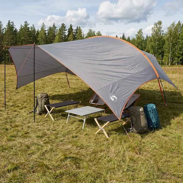 vidaXL Tarp de camping résistant à l'eau Gris et orange