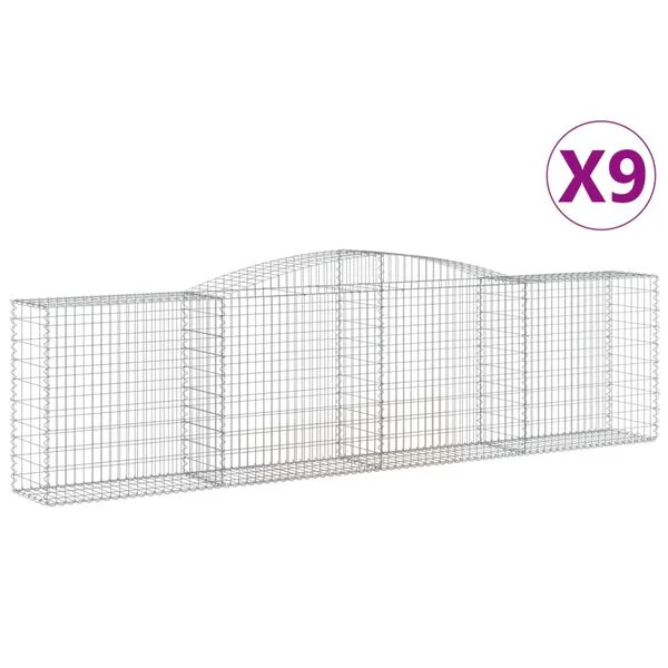 vidaXL Paniers à gabions arqués 9 pcs 400x50x100/120 cm Fer galvanisé