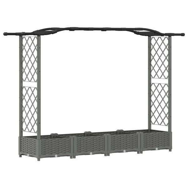 vidaXL Lit Élevé avec Treillis et Toit Gris clair 207 x 40 x 123 cm PP